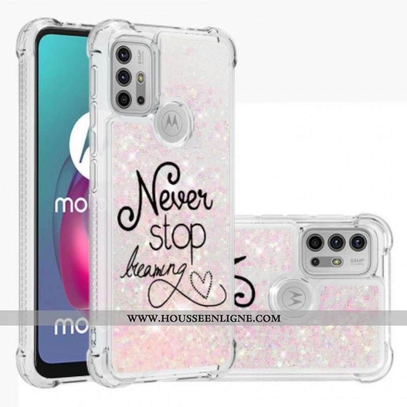 Coque Moto G30 / Moto G10 Never Stop Dreaming Paillettes