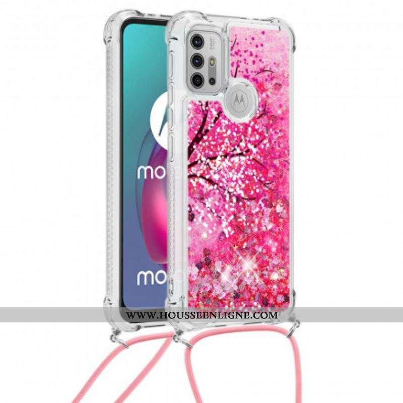 Coque Moto G30 / Moto G10 à Cordon Paillettes Arbre