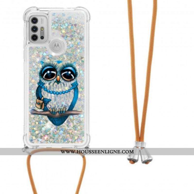 Coque Moto G30 / Moto G10 à Cordon Paillettes Miss Hibou