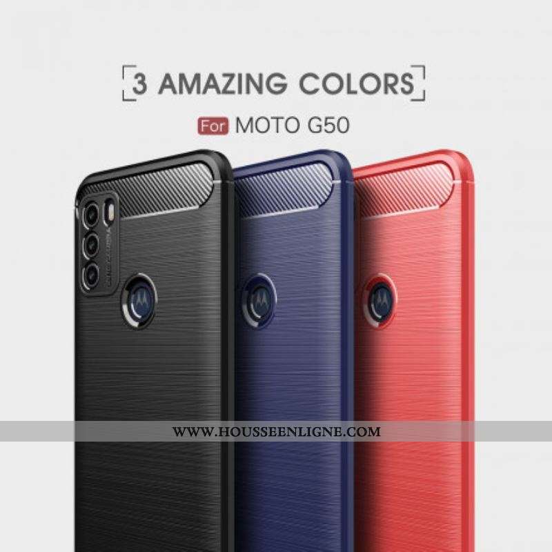 Coque Moto G50 Fibre Carbone Brossée