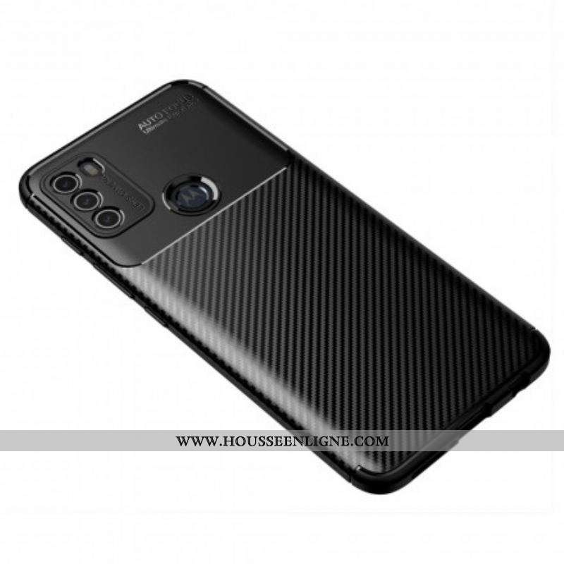 Coque Moto G50 Flexible Texture Fibre Carbone