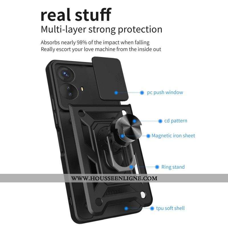 Coque Moto G73 5G Anneau-Support et Protège Lentilles