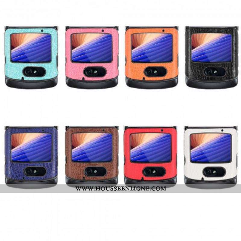 Coque Motorola Razr 5G Effet Peau de Crocodile