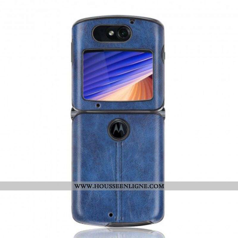 Coque Motorola Razr 5G Simili Cuir Coutures