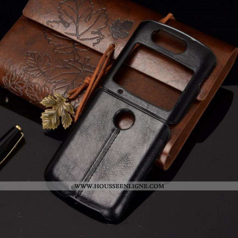 Coque Motorola Razr 5G Simili Cuir Coutures