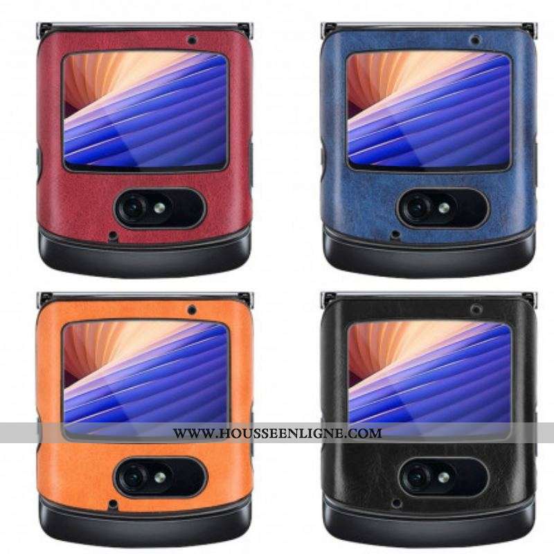 Coque Motorola Razr 5G Simili Cuir Coutures