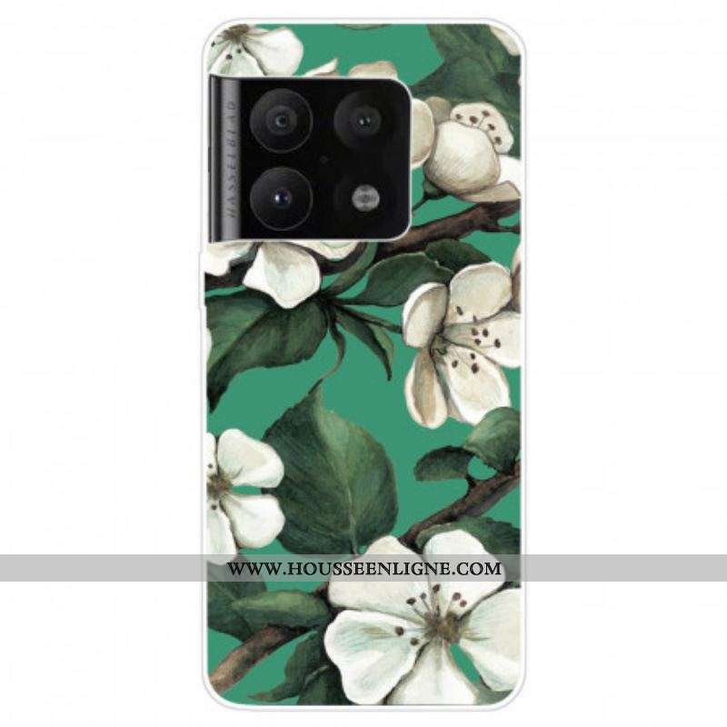 Coque OnePlus 10 Pro 5G Fleurs Blanches Peintes