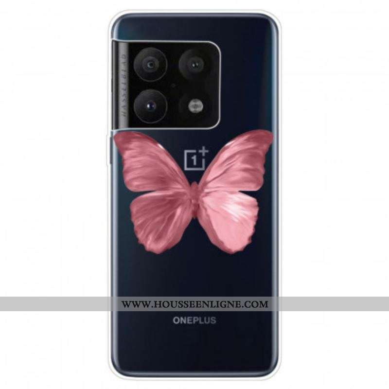 Coque OnePlus 10 Pro 5G Flexible Papillon Rose