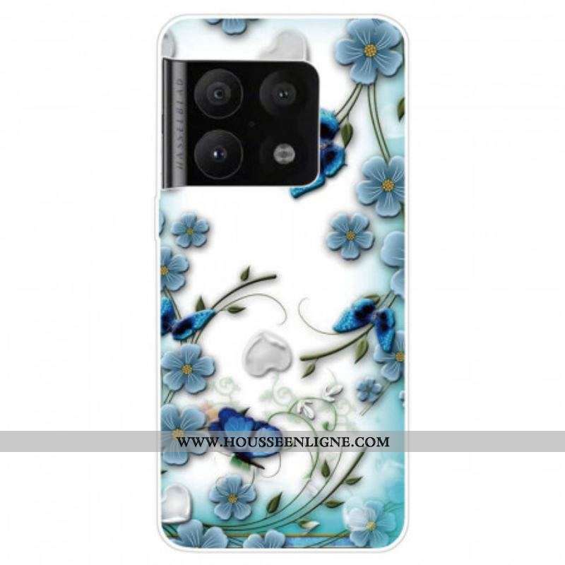 Coque OnePlus 10 Pro 5G Papillons et Fleurs Rétros
