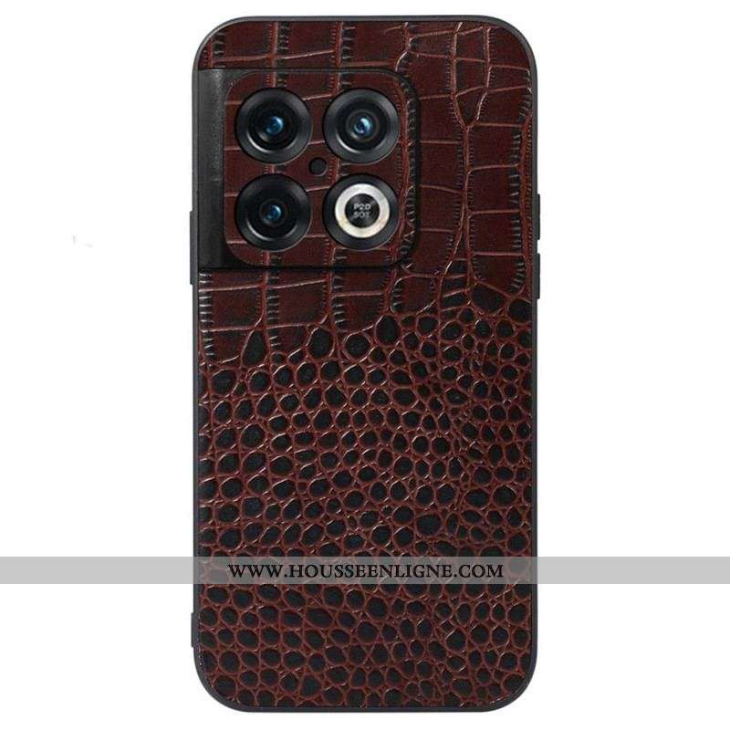 Coque OnePlus 10 Pro 5G Véritable Cuir Texture Crocodile