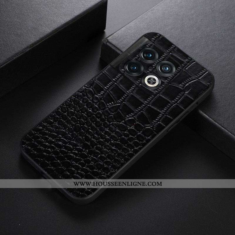 Coque OnePlus 10 Pro 5G Véritable Cuir Texture Crocodile