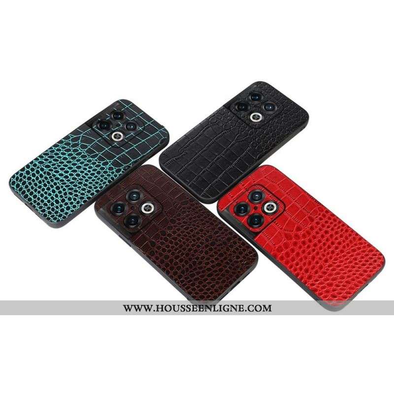 Coque OnePlus 10 Pro 5G Véritable Cuir Texture Crocodile