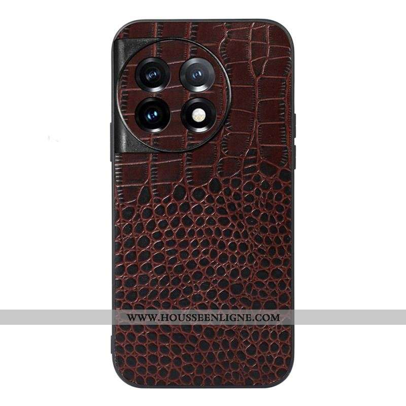 Coque OnePlus 11 5G Cuir Véritable Texture Crocodile