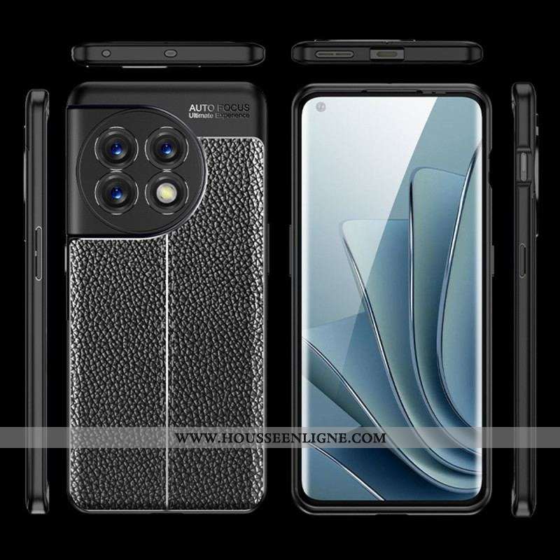 Coque OnePlus 11 5G Effet Cuir Litchi Double Line