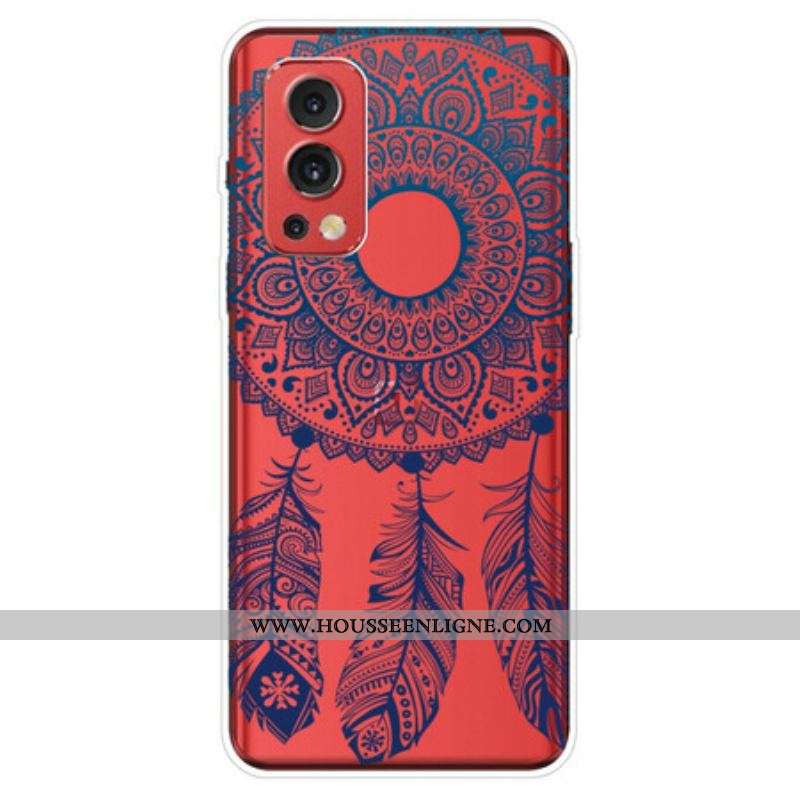 Coque OnePlus Nord 2 5G Transparente Attrape Rêves Plumes Bleues