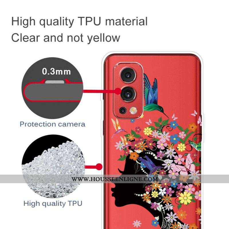 Coque OnePlus Nord 2 5G Transparente Chevelure Fleuri