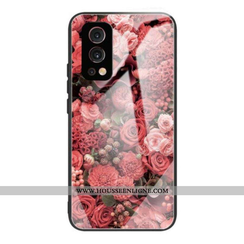 Coque OnePlus Nord 2 5G Verre trempé Fleurs Roses