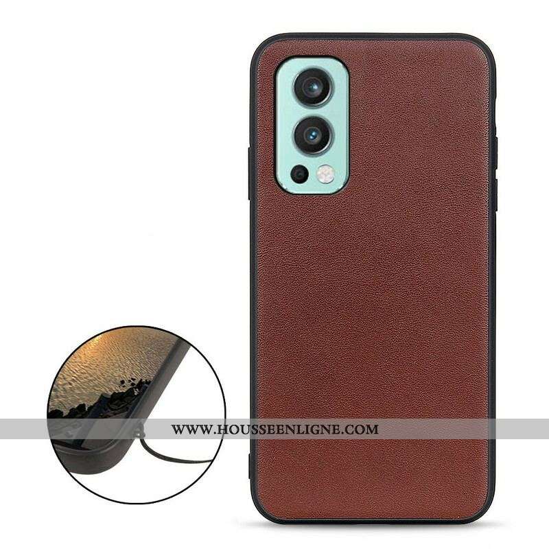 Coque OnePlus Nord 2 5G Véritable Cuir Litchi