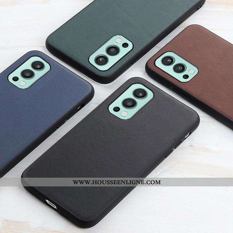 Coque OnePlus Nord 2 5G Véritable Cuir Litchi