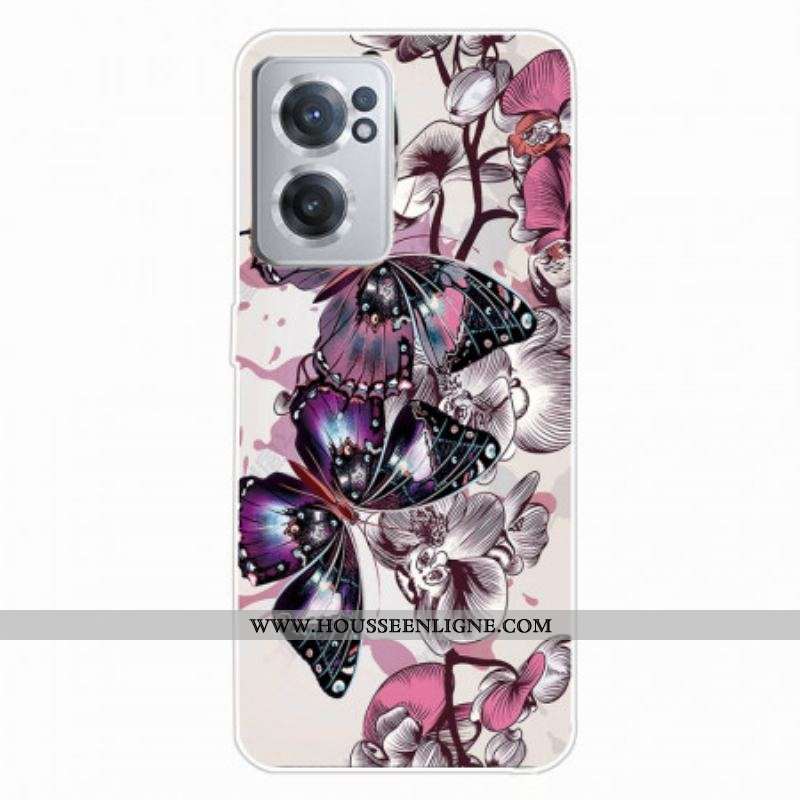 Coque OnePlus Nord CE 2 5G Papillons Mauve