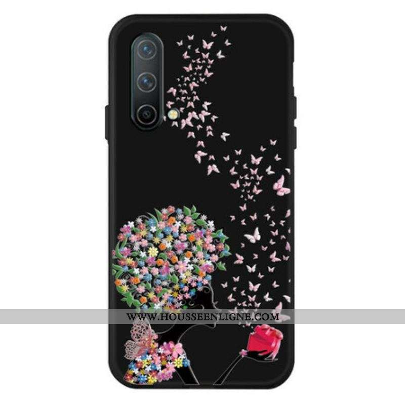 Coque OnePlus Nord CE 5G Femme à la Tête Fleurie