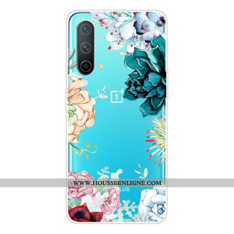 Coque OnePlus Nord CE 5G Transparente Fleurs Aquarelle