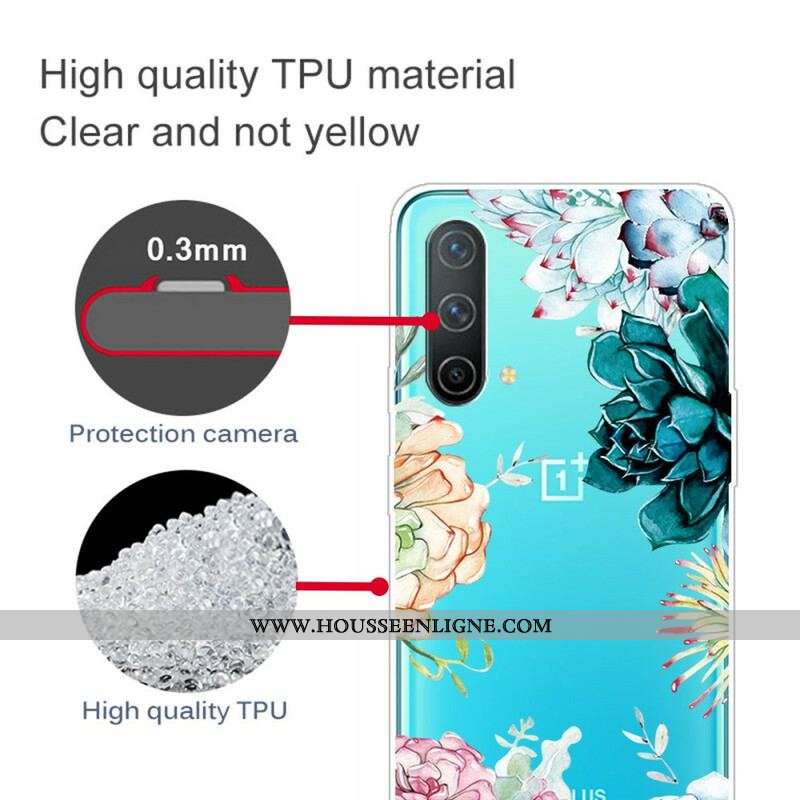 Coque OnePlus Nord CE 5G Transparente Fleurs Aquarelle