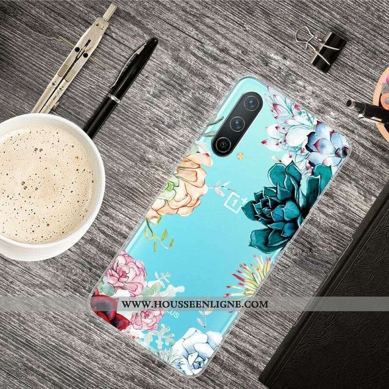 Coque OnePlus Nord CE 5G Transparente Fleurs Aquarelle