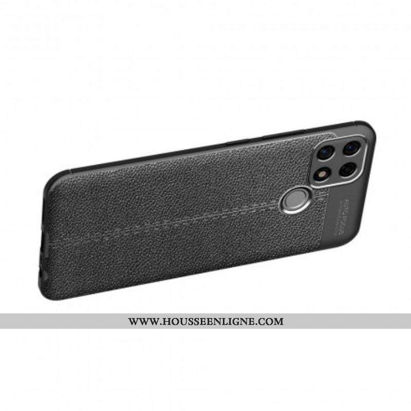 Coque Oppo A15 Effet Cuir Litchi Double line