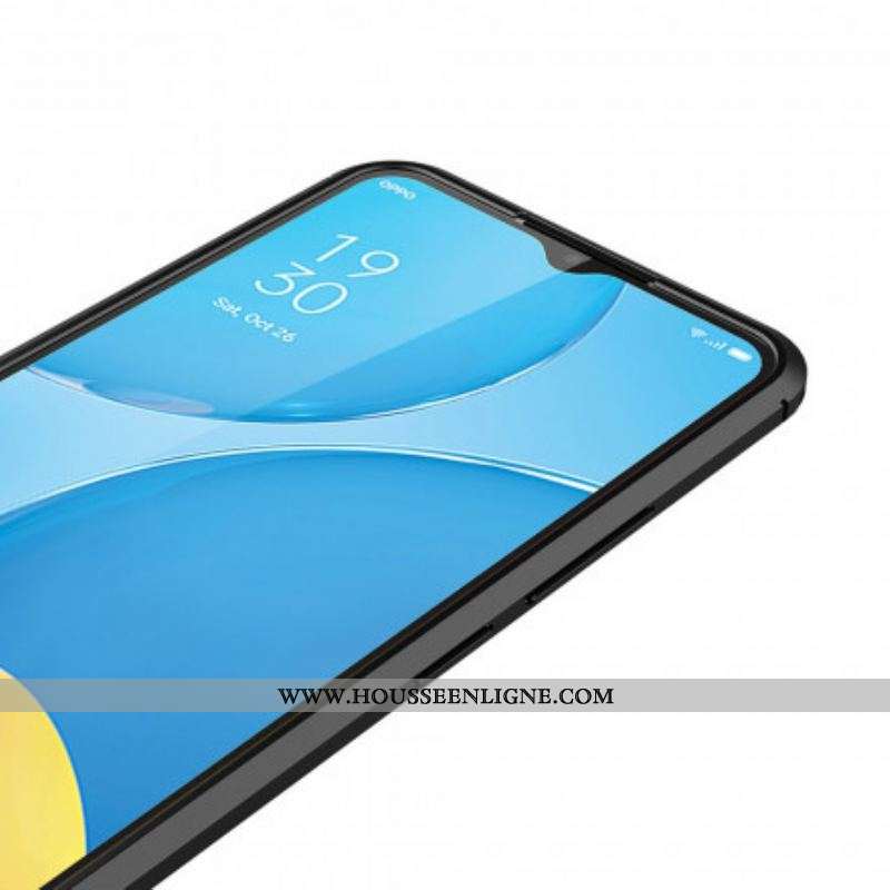 Coque Oppo A15 Effet Cuir Litchi Double line