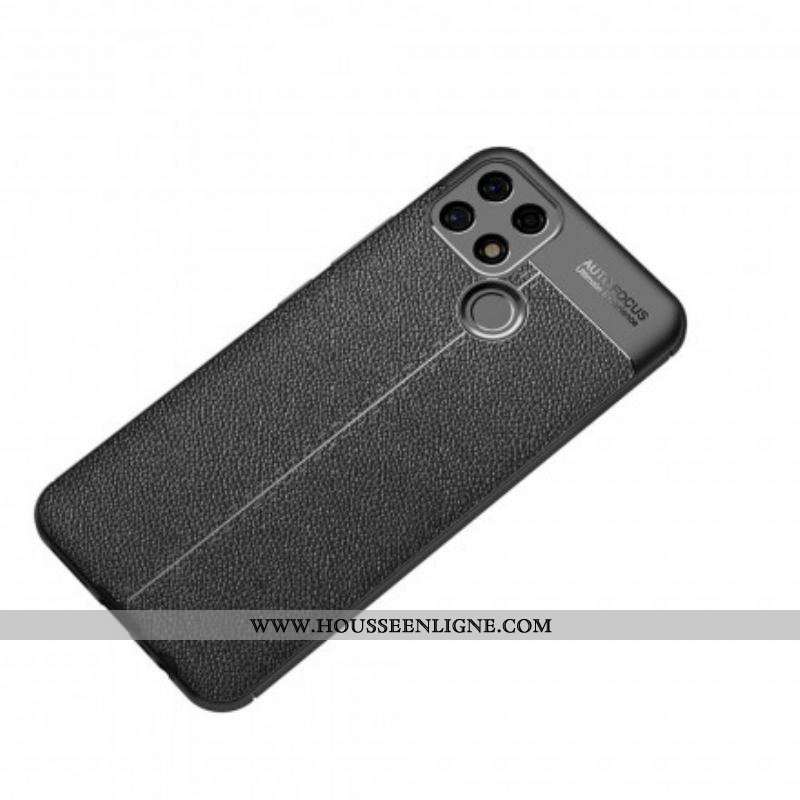 Coque Oppo A15 Effet Cuir Litchi Double line