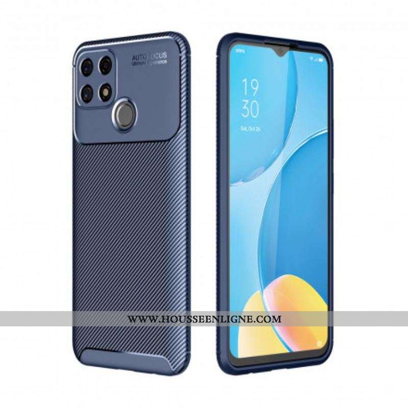 Coque Oppo A15 Flexible Texture Fibre Carbone
