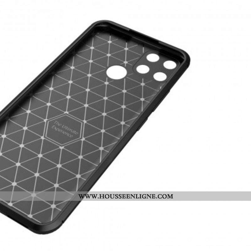 Coque Oppo A15 Flexible Texture Fibre Carbone