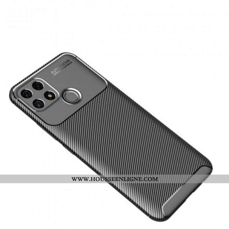 Coque Oppo A15 Flexible Texture Fibre Carbone