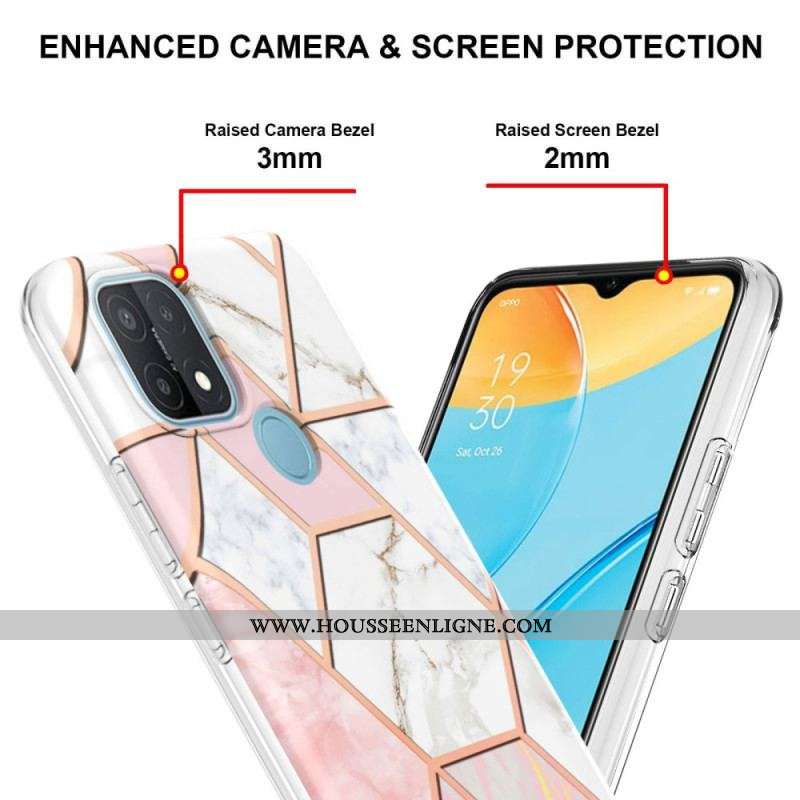 Coque Oppo A15 Marbre Géométrique Flashy