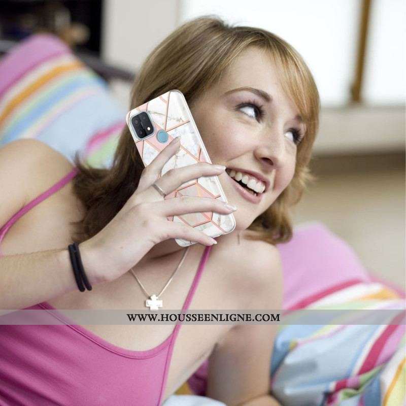 Coque Oppo A15 Marbre Géométrique Flashy
