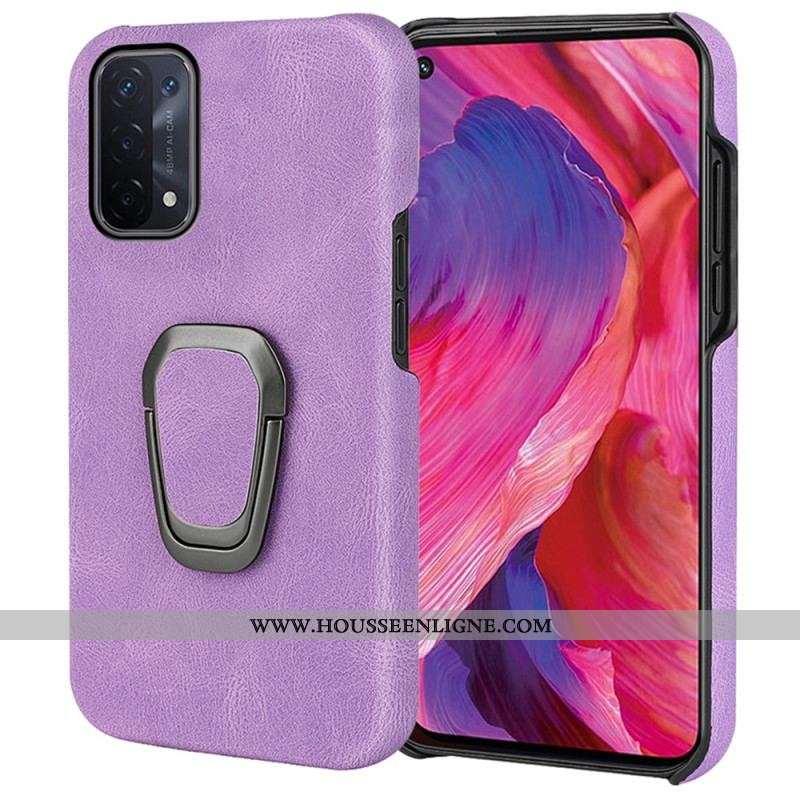 Coque Oppo A54 5G / A74 5G Effet Cuir Anneau-Support