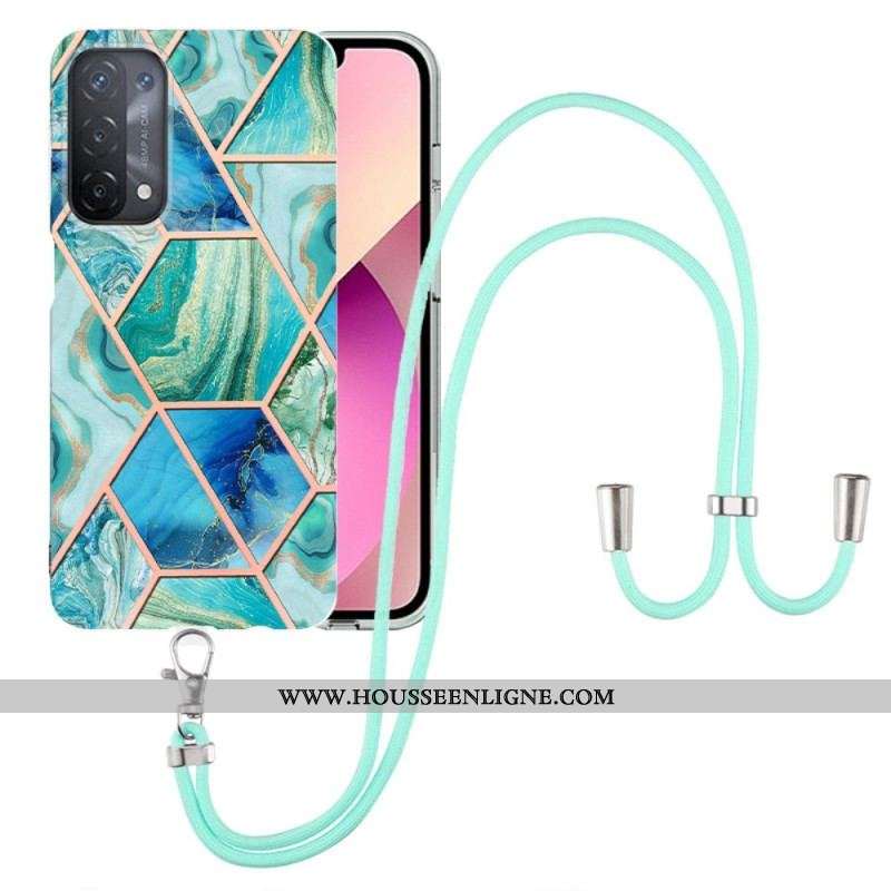 Coque Oppo A54 5G / A74 5G à Cordon Marbre