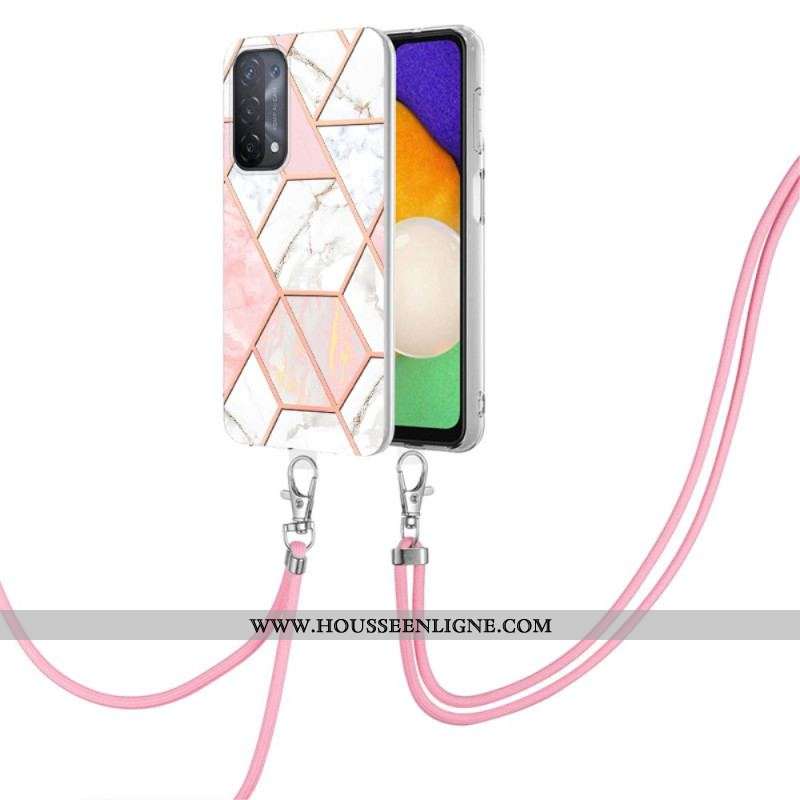 Coque Oppo A54 5G / A74 5G à Cordon Marbre