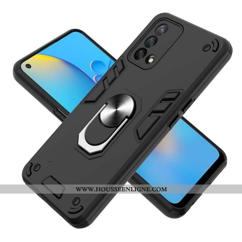 Coque Oppo A74 4G Détachable Anneau-Support Métallisée