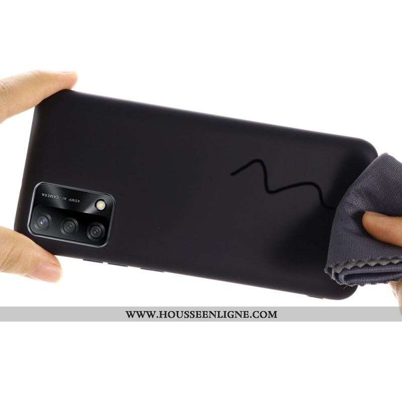 Coque Oppo A74 4G Silicone Liquide Avec Lanière