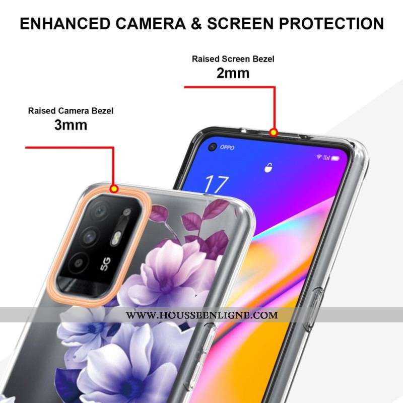 Coque Oppo A94 5G Fleurs Violettes
