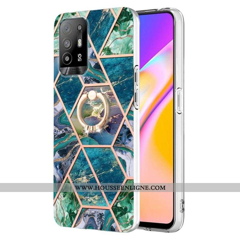 Coque Oppo A94 5G Marbre Géométrique avec Anneau