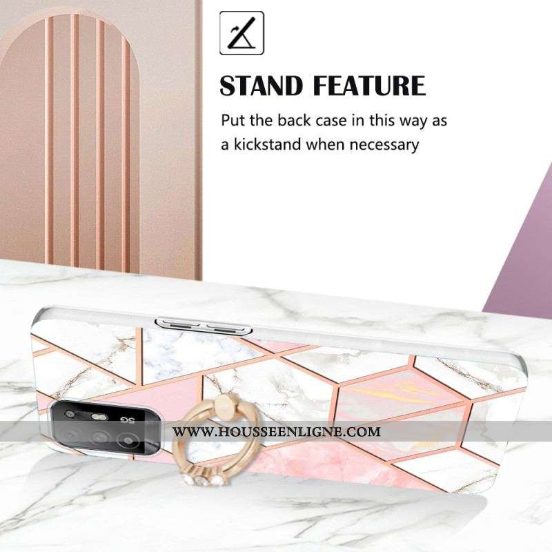 Coque Oppo A94 5G Marbre Géométrique avec Anneau