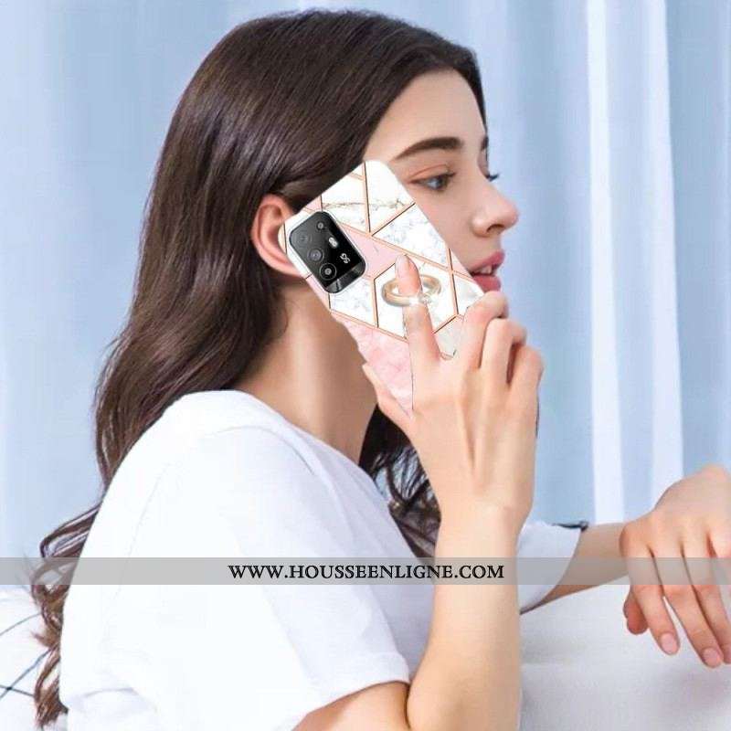 Coque Oppo A94 5G Marbre Géométrique avec Anneau
