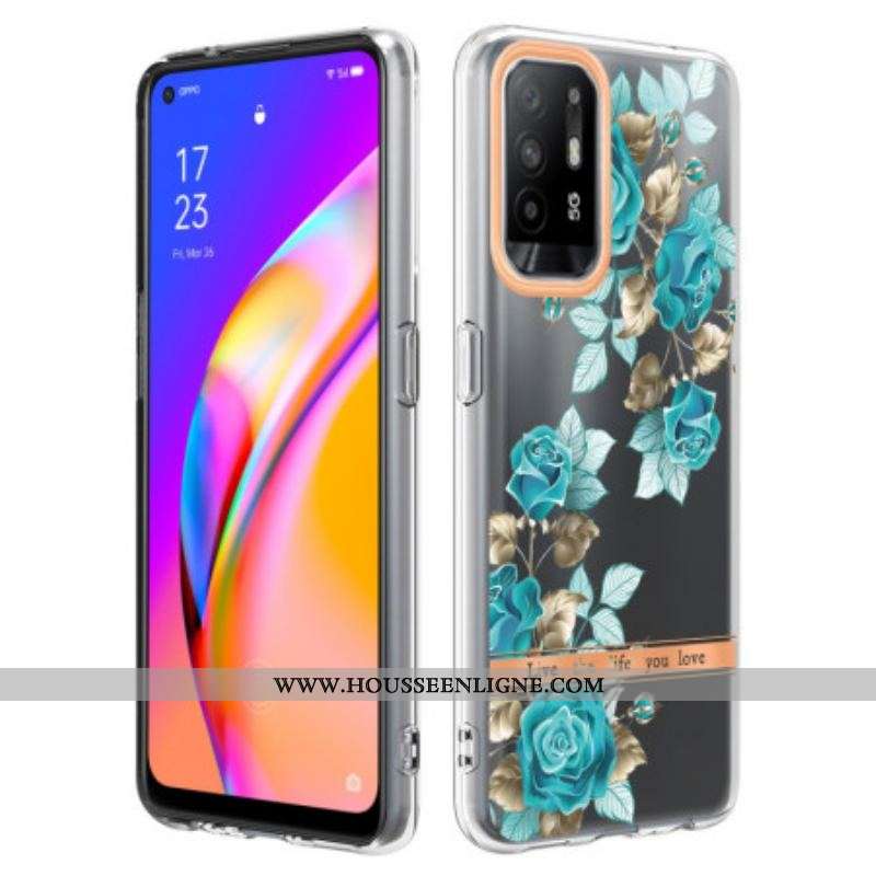 Coque Oppo A94 5G Transparente Fleurs Bleues