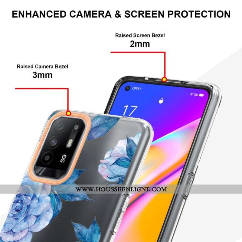 Coque Oppo A94 5G Transparente Fleurs Pivoines