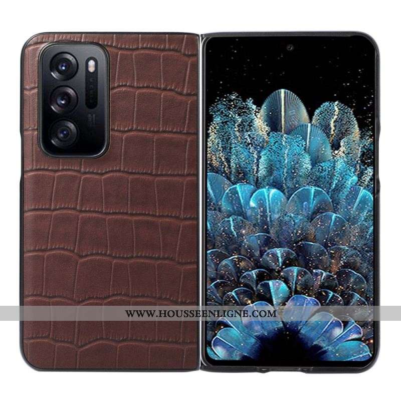 Coque Oppo Find N Cuir Véritable Cuir Design Crocodile