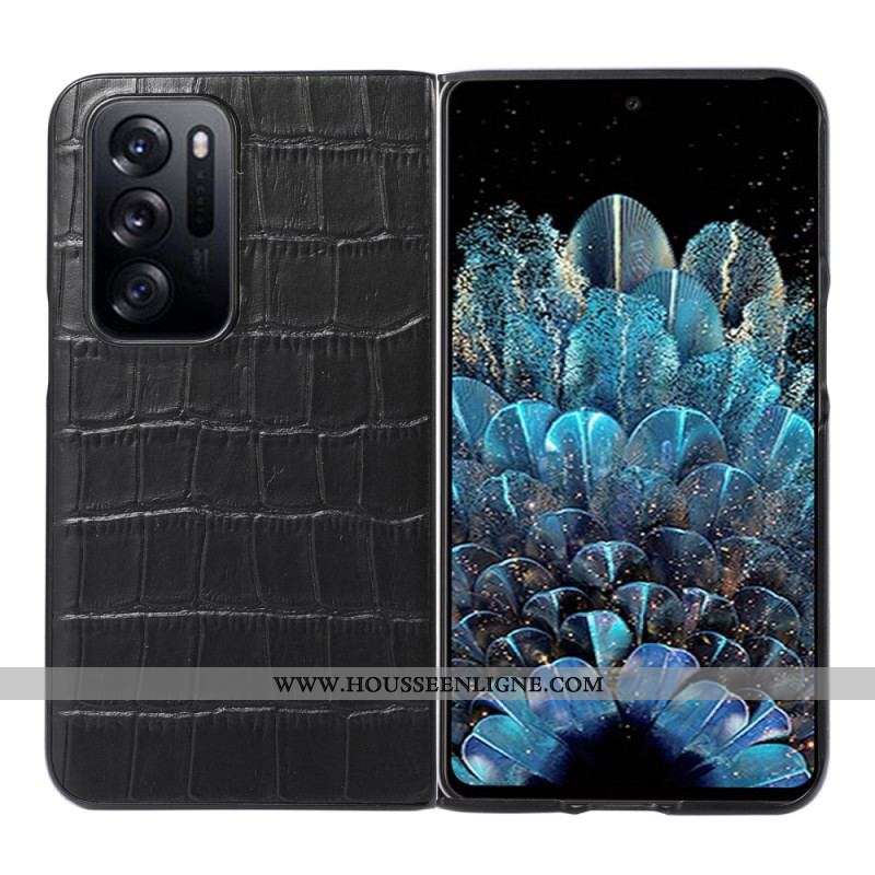 Coque Oppo Find N Cuir Véritable Cuir Design Crocodile