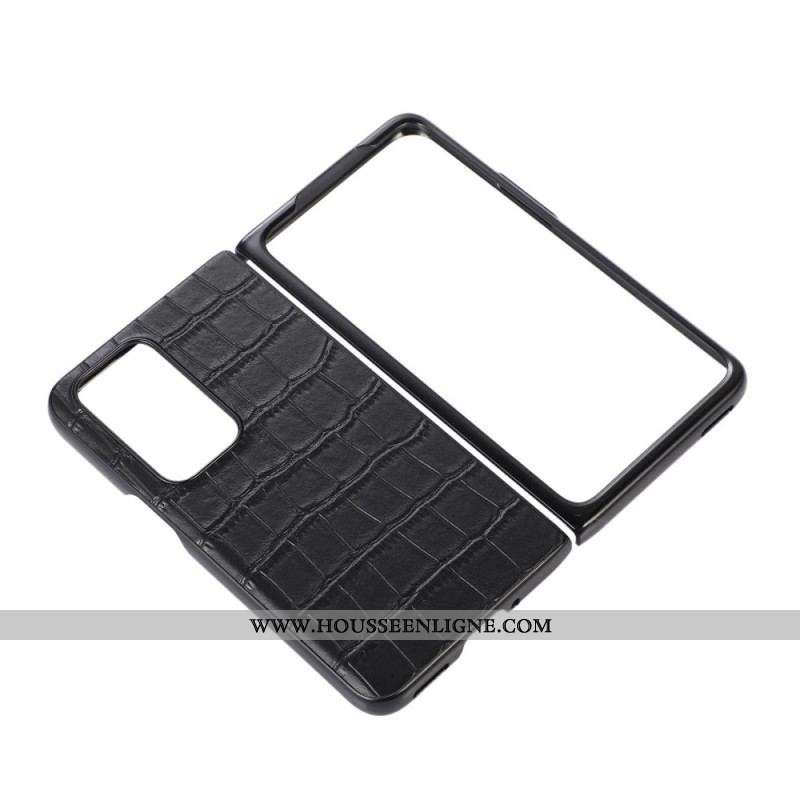 Coque Oppo Find N Cuir Véritable Cuir Design Crocodile